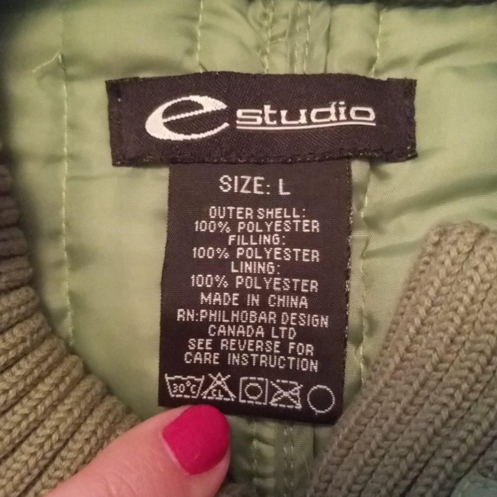 E. Studio Thin Style Puffer Coat, sz Large - Picture 4 of 6